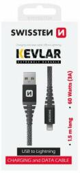 SWISSTEN Cablu de date și încărcare Swissten Kevlar, USB/fulger, 1, 5 m, 60 W, 3A, antracit (71543010)