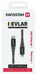 SWISSTEN Cablu de date și încărcare Swissten Kevlar, USB-C/lightning, 1, 5 m, 60 W, 3A, antracit (71544010)