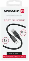 SWISSTEN Cablu de date și încărcare Swissten din silicon moale, USB/USB-C, 1, 5 m, 60 W, negru (71531010)