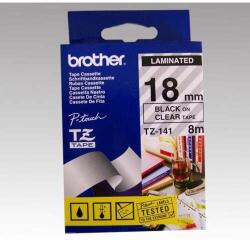 Brother Bandă de etichete laminate Brother TZe-141 cu lățime de 18 mm, transparentă - neagră (TZe141)
