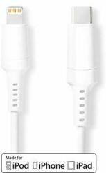 Nedis Cablu Lightning | USB 2.0 | Apple Lightning, 8 pini | USB-C Plug | 480 Mbps | Placat cu nichel | 2.00 m | Rotund | PVC | Alb | Cutie (CCGW39650WT20)