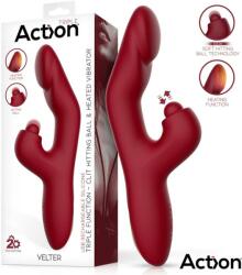 Action Velter Triple Function G-Spot Rabbit Vibrator with Clit Hitting Ball & Heating Function Bordo Vibrator