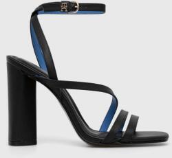 Tommy Hilfiger bőr szandál TH LEATHER BLOCK HIGH HEEL fekete, FW0FW07752 - fekete Női 37