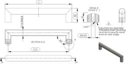 Furnipart Fogantyú D ANGLE 96mm acél csiszolt polírozott (220133096-2535)