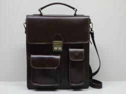 MaxModa Férfi válltáska: exkluzív csokoládébarna bőr, 2 rekeszes (olasz termék) (1118211)