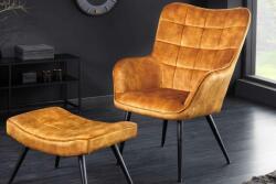 LuxD Design fotel Sweden mustársárga bársony