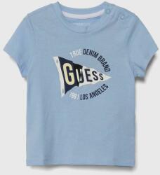 GUESS gyerek pamut póló nyomott mintás - kék 113-118 - answear - 6 990 Ft