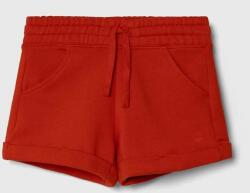 United Colors of Benetton gyerek pamut rövidnadrág piros, sima, állítható derekú - piros 160