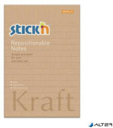 STICK N Öntapadó jegyzettömb, vonalas, 150x101 mm, 100 lap, STICK N "Kraft Notes (21641) - alter