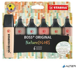 STABILO Szövegkiemelő készlet, 2-5 mm, STABILO "BOSS original NatureColors", 6 különböző szín (70/6-2-2) - alter