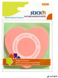 STICK N Öntapadó jegyzettömb, szív alakú, 70x70 mm, 50 lap, STICK N, rózsaszín (21545) - alter