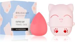 BrushArt Accessories Cutie Cat travel case with make-up sponge burete pentru aplicarea machiajului cu trusă de călătorie