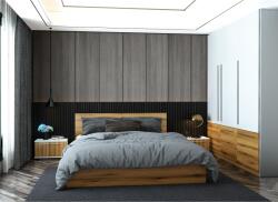 ASARO Beneto Hálószoba bútor, ágy 160 x 200 cm, szekrény, 2 éjjeliszekrény, tölgyfa / fehér