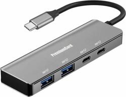 PremiumCord 5G SuperSpeed Hub USB-C to 2× USB 3.2 C + 2× USB 3.2 A, alumínium (ku31hub11)
