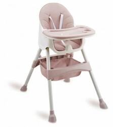 IMK 4 az 1-ben etetőszék babáknak tárolóval, állítható magasságú, összecsukható, biztonsági övvel 5 pontos rögzítéssel, kivehető tálcákkal, rózsaszín, 6-72 hónapos korig (IMK-466)