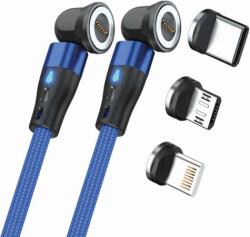 RealPower 439652 USB-C/Lightning/USB-B apa - USB-C/Lightning/USB-B apa 2.0 Adat és töltő kábel - Kék (1m) (439652)