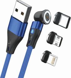 RealPower 439646 USB-A apa - USB-C/Lightning/USB-B apa 2.0 Adat és töltő kábel - Kék (2m) (439646)