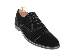 Lucas Shoes OFERTA MARIMEA 43 - Pantofi negri barbati casual - eleganti din piele naturala intoarsa - L334N (L334N)