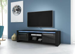 Vivaldi Meble TV állvány RTV MANHATTAN fekete/magasfényű fekete, LED - sprintbutor