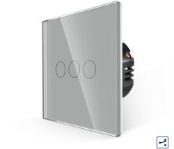 Luxion Intrerupator Triplu Cap Scara cu Touch din Sticla LUXION, Serie A - culoare gri