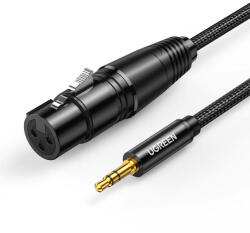 UGREEN Cablu audio pentru microfon UGREEN AV182, XLR mama la Jack 3.5 tata, 1 m, Negru (20763)