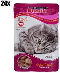 Super Benek Premium, Hrana umeda pentru pisici adulte, cu vita in sos, 24x100g