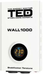 TED Electric Stabilizator tensiune 1000VA, AVR, 600 W, display LCD, 2 iesire schuko, montaj pe perete, TED000057, TED (A0112902)