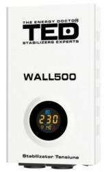 TED Electric Stabilizator tensiune 500VA, AVR, relee, 300 W, display LCD, 1 iesire schuko, montaj pe perete, TED002174, TED (A0113402)
