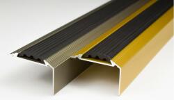 AVProfil AV Gumis lépcsőszegély csavarozható ragasztható arany 30x46x2700 mm alumínium csúszásgátló lépcsőprofil csúszásmentes