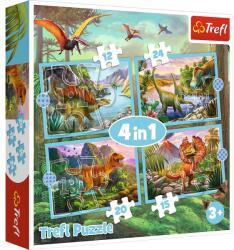 Trefl Puzzle Trefl 4in1 Lumea Dinozaurilor (vvt34609) Puzzle