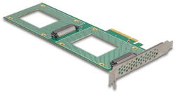 Delock PCI Express 4.0 x8 kártya - 2 x belső U. 2 NVMe SFF-8639 - elágazás (H x Sz 236 x 87 mm) (90151)