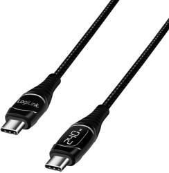 LogiLink USB 2.0 Type-C kábel, C/M-USB-C/M, E-jel, PD, kijelző, fekete, 2 m (CU0185)