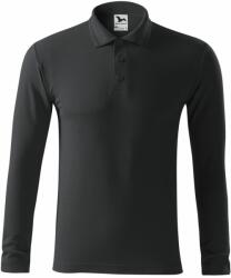 MALFINI Férfi hosszú ujjú galléros póló Pique Polo LS - Ebony gray | L (2219415)