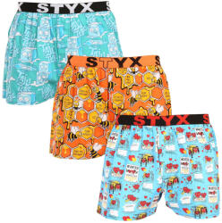 Styx 3PACK férfi bő szárú boxeralsók Styx art sportos gumipánt többszínű (3B16476) S