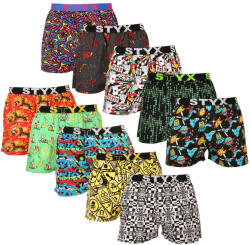 Styx 10PACK férfi bő szárú boxeralsók Styx art sportos gumipánt többszínű (10B112509501234) L