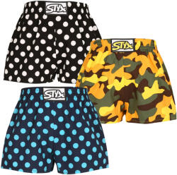 Styx 3PACK gyermek bő szárú boxeralsók Styx art klasszikus gumipánt többszínű (3J15901) 4-5 éves