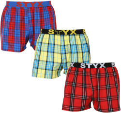 Styx 3PACK férfi bő szárú boxeralsók Styx sportos gumipánt többszínű (3B10123) XXL