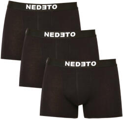Nedeto 3PACK Férfi boxeralsó Nedeto fekete (3NB001b) 3XL