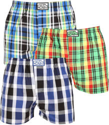Styx 3PACK férfi bő szárú boxeralsók Styx klasszikus gumipánt többszínű (3A11789) M