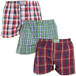 Styx 3PACK férfi bő szárú boxeralsók Styx klasszikus gumipánt többszínű (3A20246) S