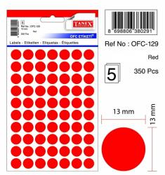 Tanex Etichete autoadezive color, D13 mm, 700 buc/set, Tanex - rosu (TX-OFC-129-RE) - officeclass