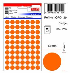 Tanex Etichete autoadezive color, D13 mm, 700 buc/set, Tanex - orange (TX-OFC-129-OG) - officeclass