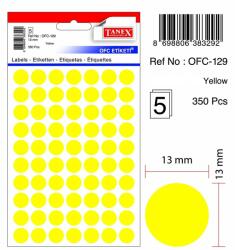 Tanex Etichete autoadezive color, D13 mm, 700 buc/set, Tanex - galben (TX-OFC-129-YE) - officeclass