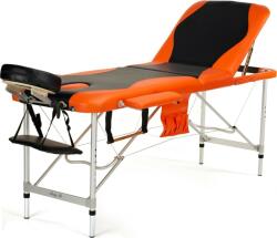 BodyFit Pat masaj Bodyfit, 3 sectiuni, inaltime reglabila 66-87cm, husa transport, cadru aluminiu, piele ecologica, negru/portocaliu
