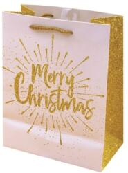 Creative Dísztasak CREATIVE Luxury XL 31x42x12 cm karácsonyi arany mintás matt glitteres zsinórfüles (VD-C-NL-018) - forpami