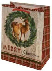 Creative Dísztasak CREATIVE Luxury M 18x23x10 cm karácsonyi kockás mintás matt zsinórfüles (VD-A-NL-014) - forpami
