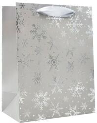 Creative Dísztasak CREATIVE Deluxe Plus L 26x33x12 cm karácsonyi csillagos matt ezüst szalagfüles (77563) - forpami