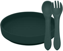 PETITEMARS PETITE&MARS Szilikon 2 részes étkészlet TAKE&MATCH tányér + evőeszközök Misty Green 6hó+ - vital24