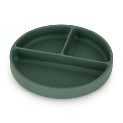 PETITEMARS PETITE&MARS Szilikon osztott tányér, kerek Take&Match Misty Green 6m+