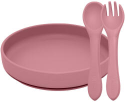 PETITEMARS PETITE&MARS Szilikon 2 részes étkészlet TAKE&MATCH tányér + evőeszközök Dusty Rose 6hó+